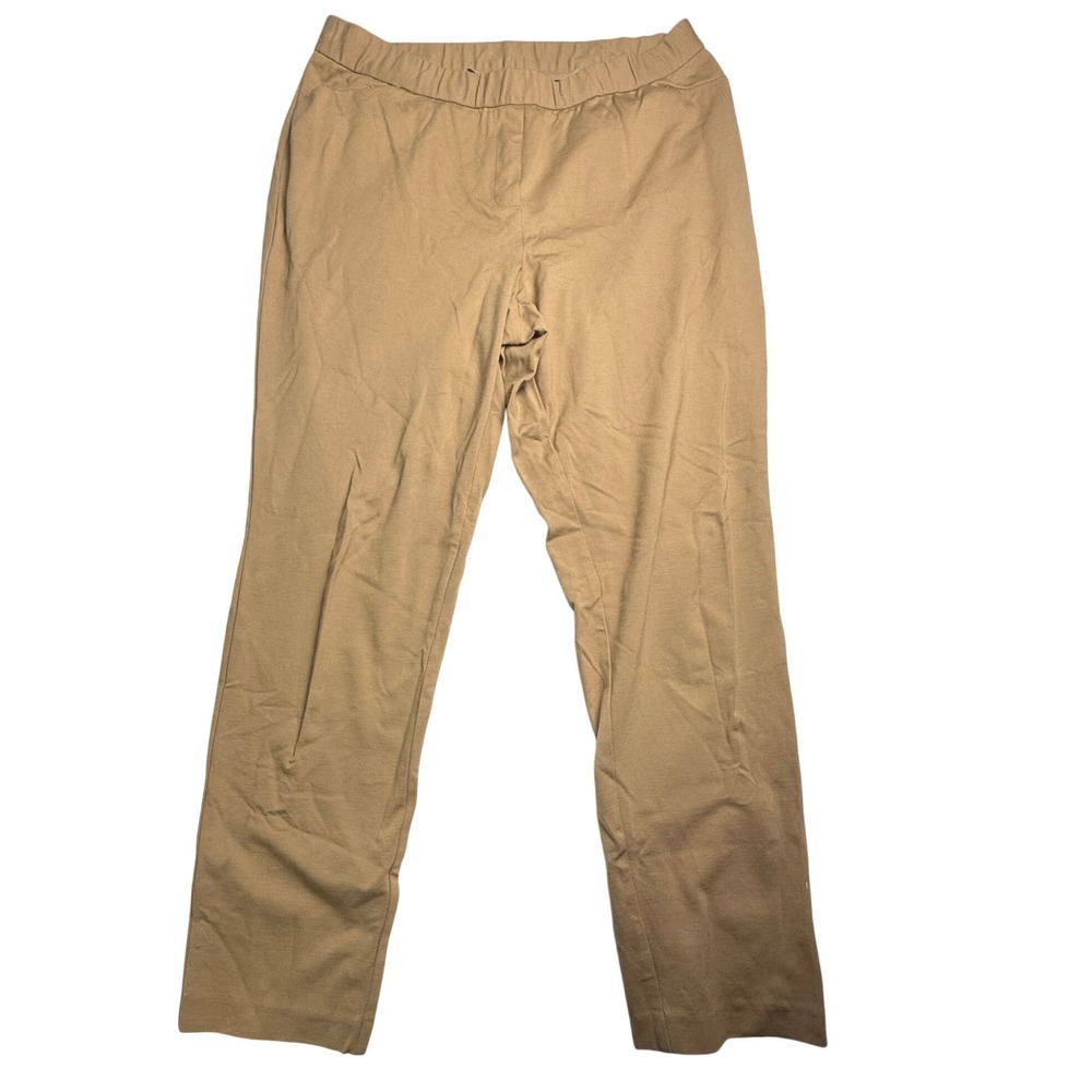 J. Jill Ponte Slim-Leg Pants Camel Tan Large Tall Stretch Knit Trousers L Tall